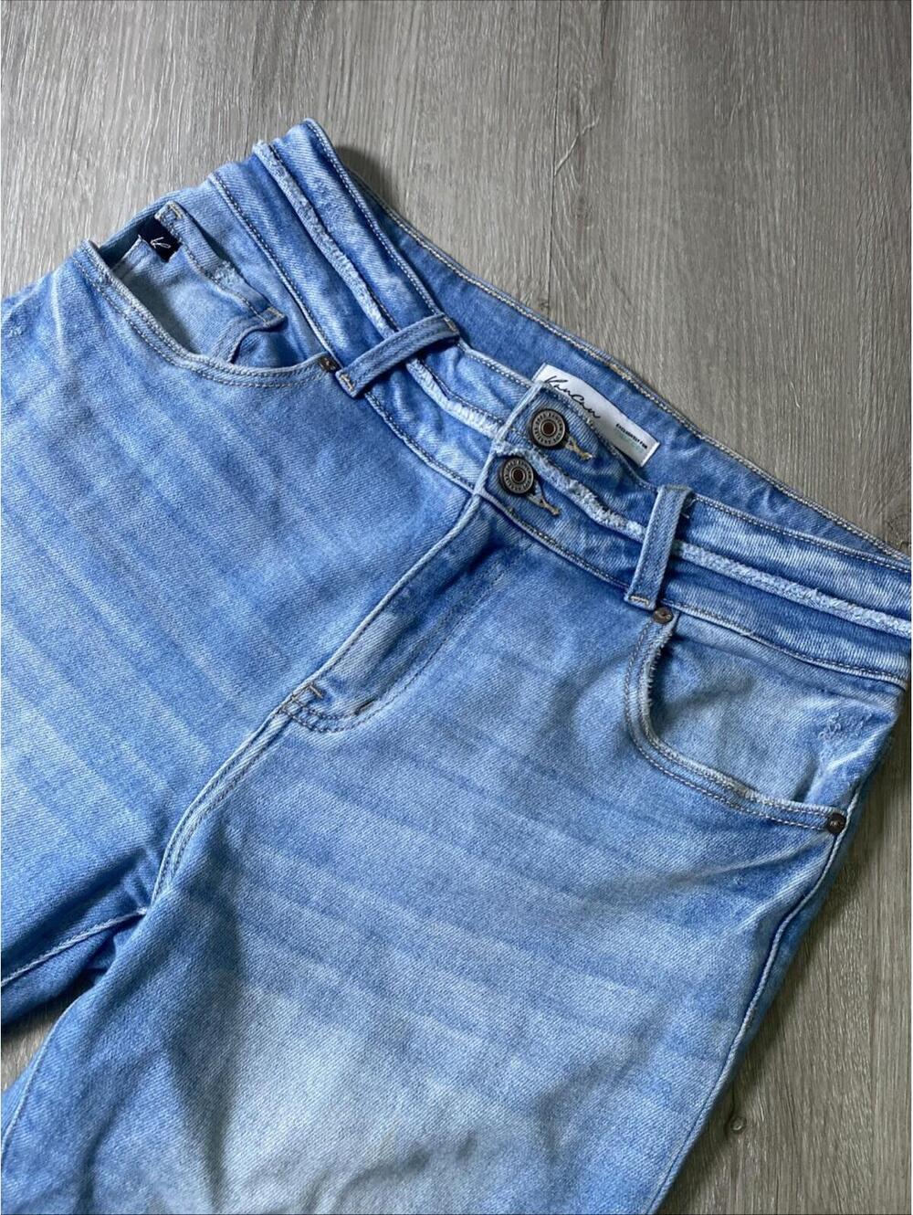 KANCAN Jeans Women’s 29 Light Blue Distressed Straight Leg Denim Frayed Hem